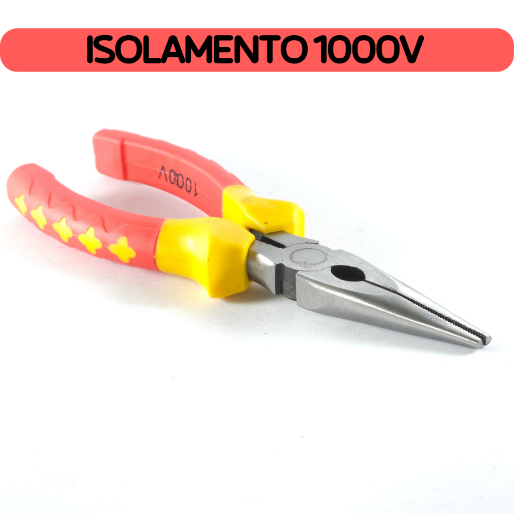 Alicate Bico Meia Cana Longo Polido, Emborrachado, Isolamento 1000V 6 POL Profissional - Profield