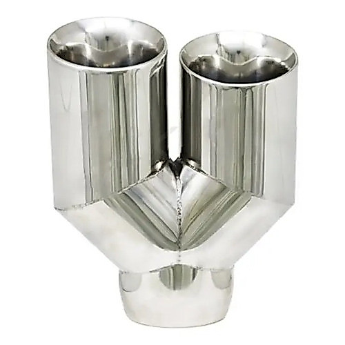 Ponteira Dupla Ths 3 Pol Chanfrada Aço Inox Polido Direita