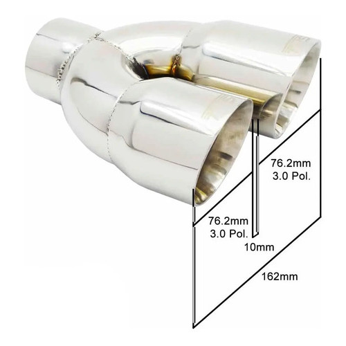 Ponteira Esportiva Dupla 3,0 Pol Inox 201 Polida Esquerda Inox