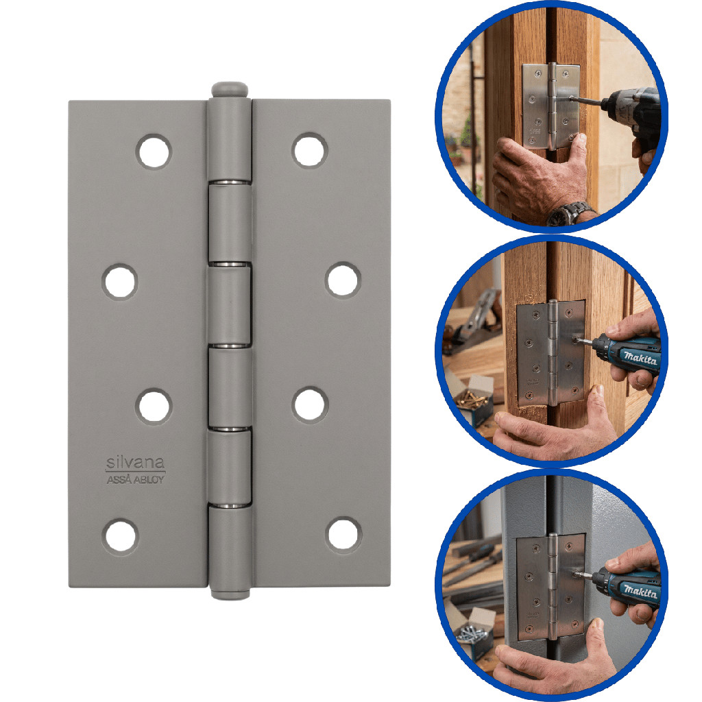 Kit 72 Dobradiça 4 Pol. Polida P/Porta Móveis Armário Janela Madeira Metal