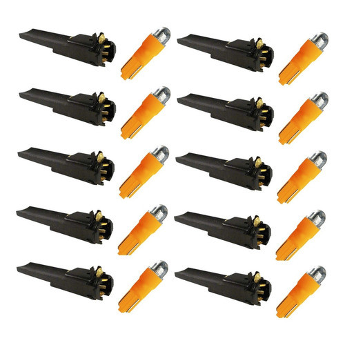 Kit 10 Soquete Plastico + Lampada Led Amarela Painel Fusca