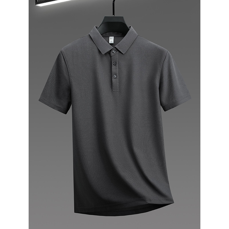 Lomon camisa polo masculina de manga curta negócios Casual All-Match meia-idade idosos lapela camiseta interior topo ver