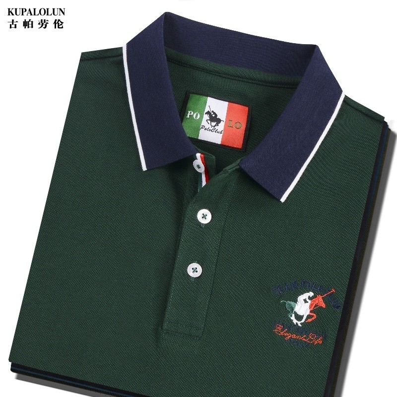 Contador masculino puro algodão de manga curta Paul camisa Casual cor sólida camiseta lapela novas roupas superiores ver
