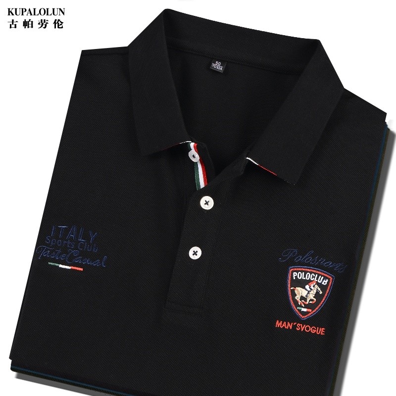 Marca preta de manga curta camiseta masculina lapela puro algodão Paul camisa negócios Casual gola roupas superiores ver