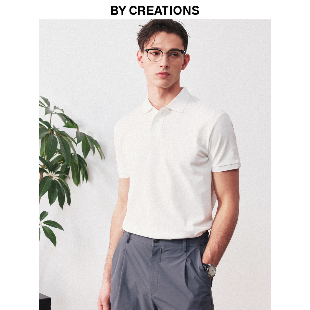 [Camisa Polo 100% algodão] Camiseta masculina de manga curta Cypress malha com contas respirável lapela ombro Top 26 ver