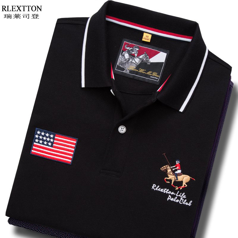 Algodão puro manga curta lapela camiseta marca polo masculina meia manga eua polo roupas superiores com gola gravata ver
