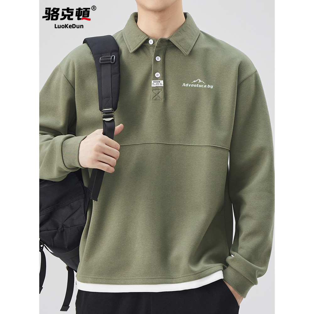 Camisa POLO masculina lapela moletom 2026 novo estilo primavera outono Street Wear ferramentas soltas tamanho grande ver