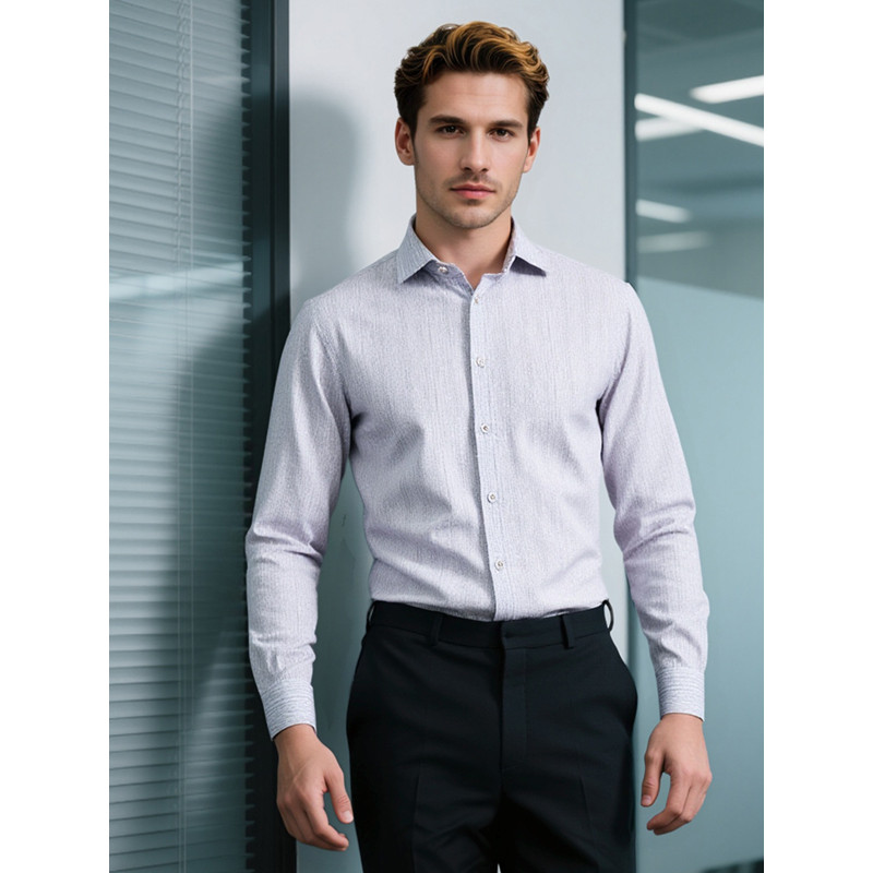 Design chuva de meteoros listra curta estiramento lapela camisa de manga comprida masculina primavera outono estilo vers