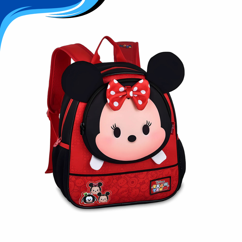 Mochila Resistente Infantil Menina Minnie com Orelhinhas 3D, Forrada - Ideal para Escola e Passeios, Crianças