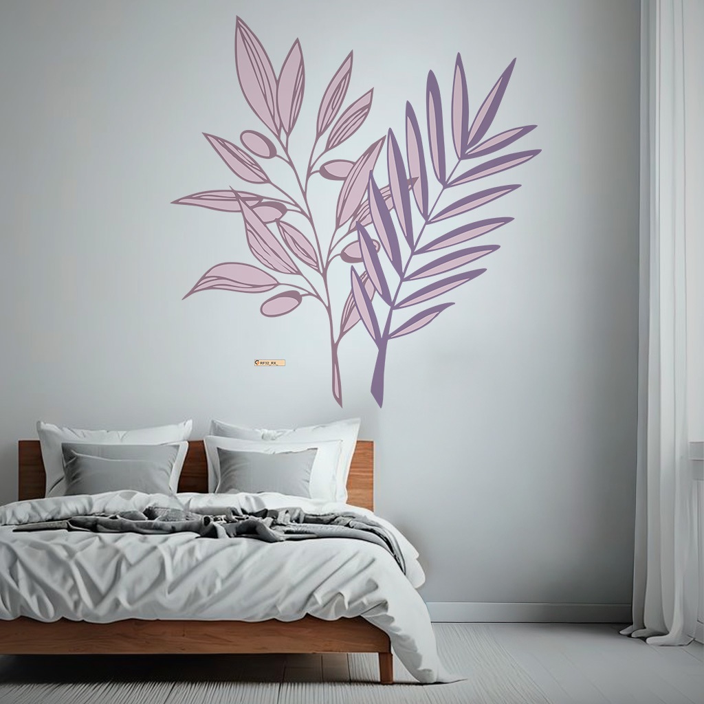 Adesivo De Parede Boho Floral Folhas Minimalista Decoração Elegante Para Casa
