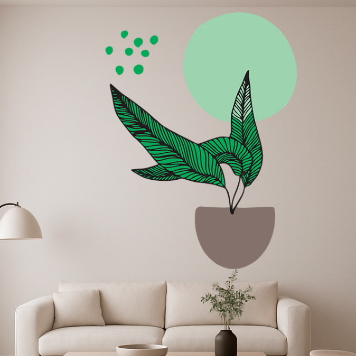 Adesivo para Parede Decoração Moderna Flores Plantas Delicadas Elegante Autocolante Lavável