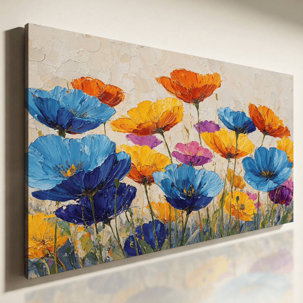Quadro Decorativo Flores Coloridas Delicadas Arte Floral Moderna Sala Elegante