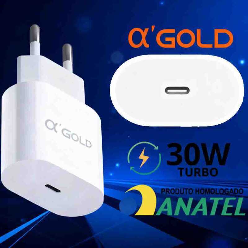 Carregador A'Gold 30W PD - USB-C com Tomada, para Android e iPhone CA31-4