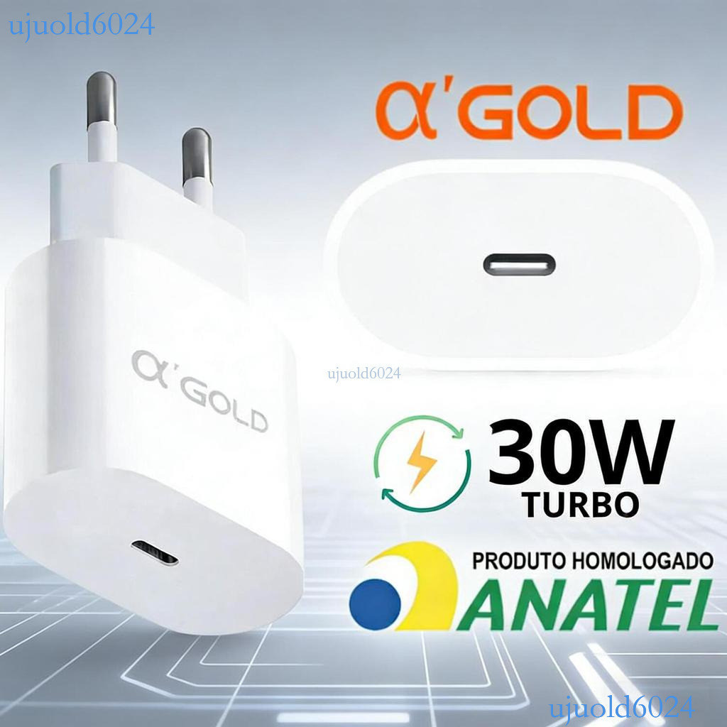Carregador de Tomada A'Gold 30W PD - Saída USB-C, para Android e iPhone CA31-4 ✨sh2pouuzca ✨ujuold6024