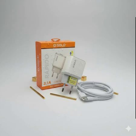 Carregador Turbo A'Gold  iPhone - Android USB Tipo -C Branco Mod: CA43-3