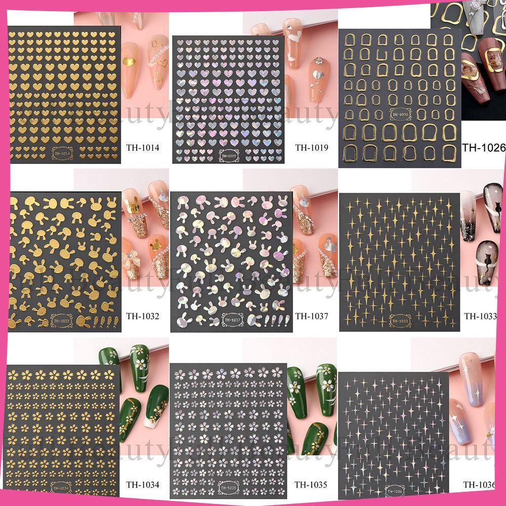 Adesivo De Unha , Decalque Aurora Sakura Flower Nail Art Decal , Estrela Glitter Elegante Decoração De Arte