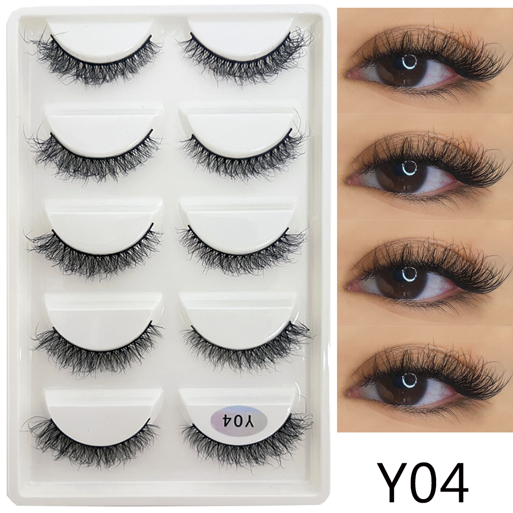 5 pairs of voluminous eyelashes, naturally messy 3D false lashes, thick and reusable