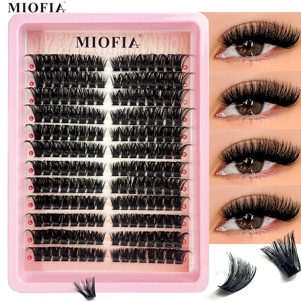 192 clusters of thick false eyelashes, 12 rows of MIX eyelash extensions, naturally messy and curled