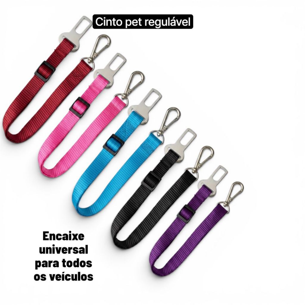 cinto de segurança pet para todos os portes regulável e segura para viagem ou passeio