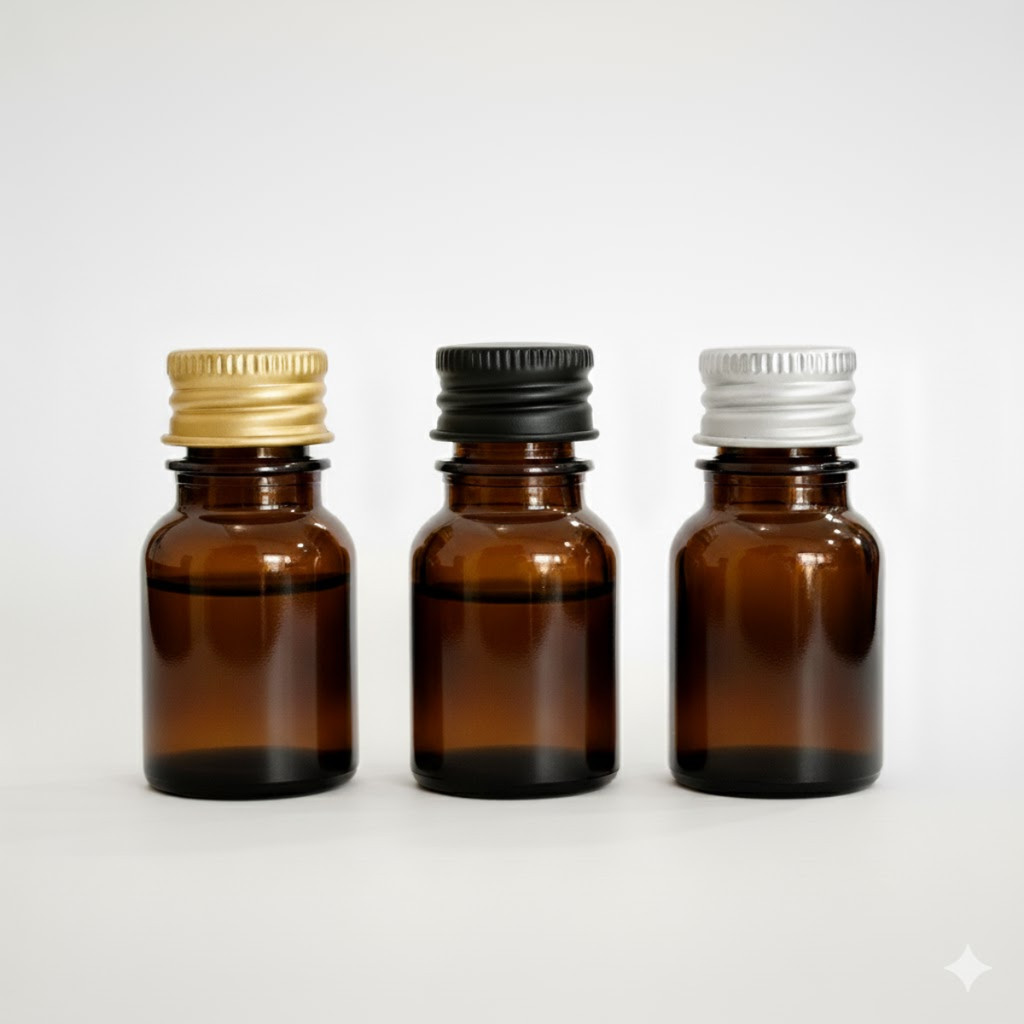 10 a 25 Frasco Pet 10ml 18/405 Âmbar C/ Tampa de Alumínio