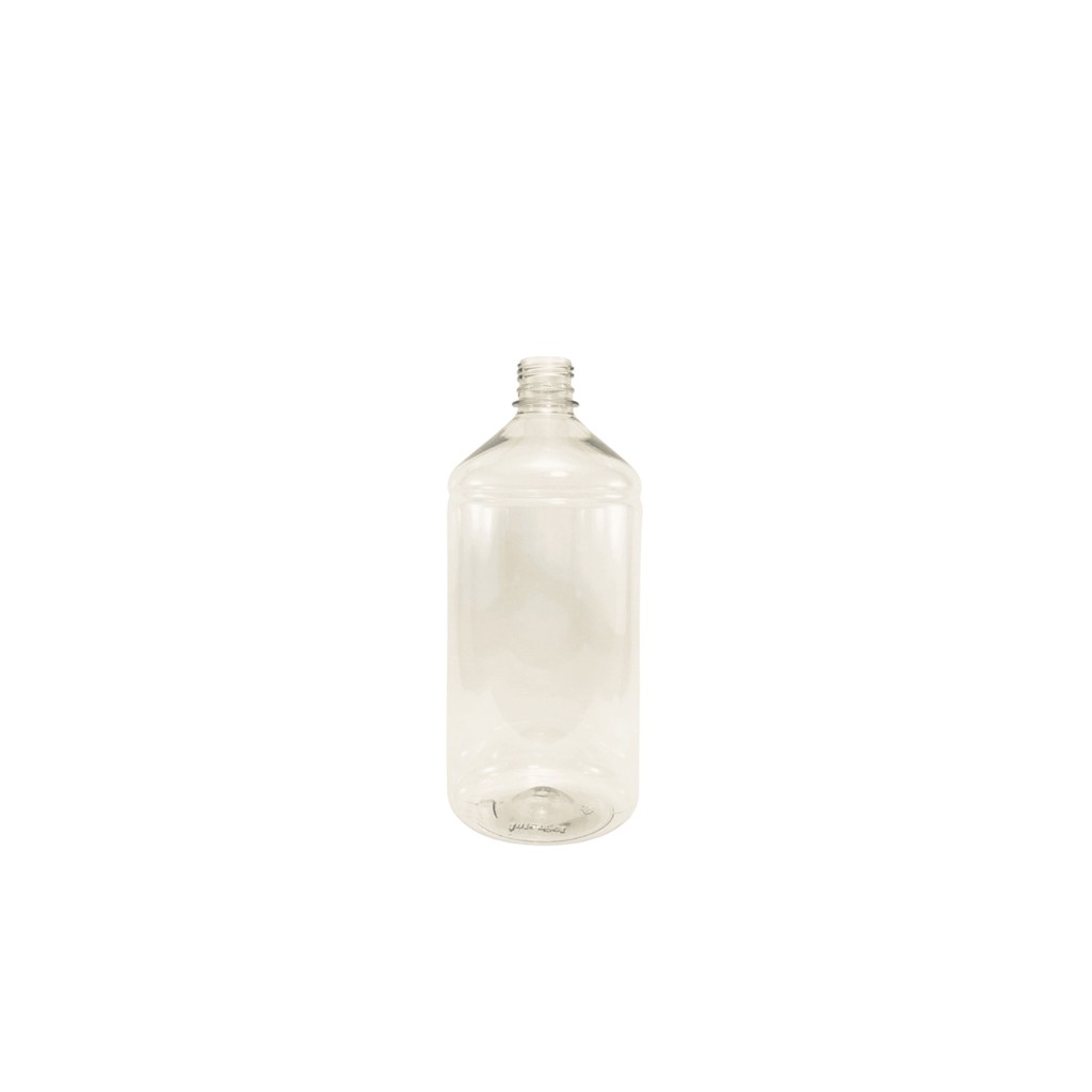 FRASCO PET REDONDO DE 1000ML PARA ARMAZENAMENTO DE LÍQUIDOS, COR TRANSPARENTE.