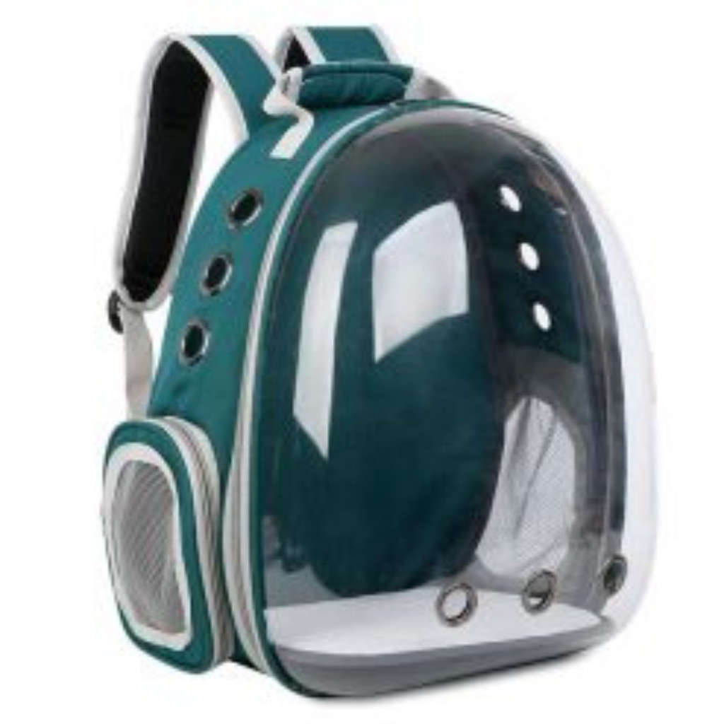 VERDE ESCURO - Mochila Pet Transporte para Cães e Gatos - Visão Ampla