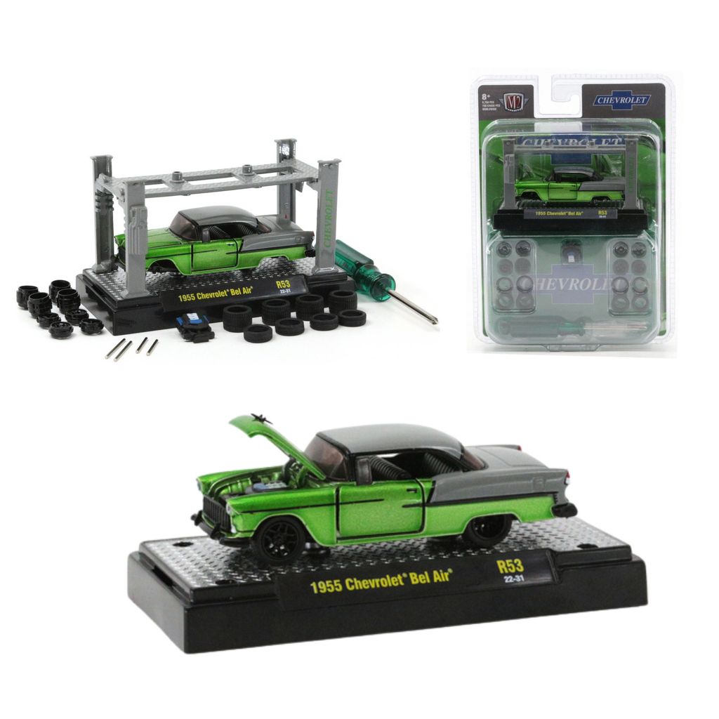 Miniatura Chevrolet Bel Air 1955 - Kit de Montar - Model Kit 53 - M2 Machines - 1:64