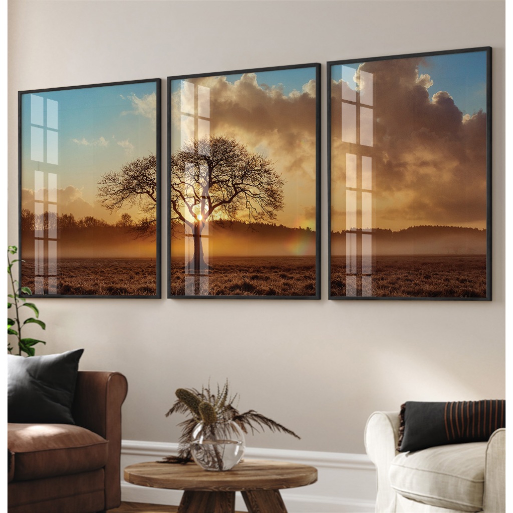 Quadro Arvore Da Vida Trio De Quadros Decorativos Com Moldura Quadro Paisagem Quadro Natureza Seca
