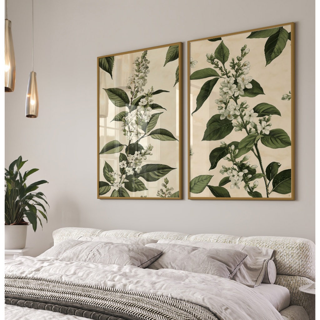 Quadro Folhagem Com Moldura Kit Quadros Decorativos Para Sala De Jantar Quarto Vintage Botânico Kit