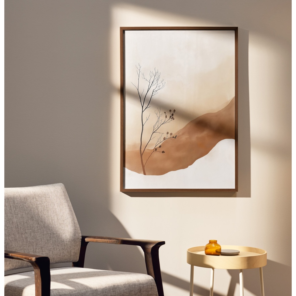 Quadro Natureza Abstrato Para Sala Quadro Com Moldura Quadro Decorativo Quarto Grande Árvore Seca