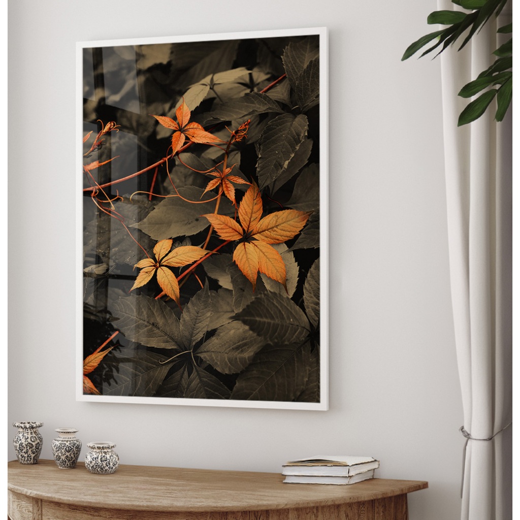 Quadro Folhagem Escura Quadro Com Moldura E Vidro Quadro Decorativo Sala Grande Quadro Quarto Casal