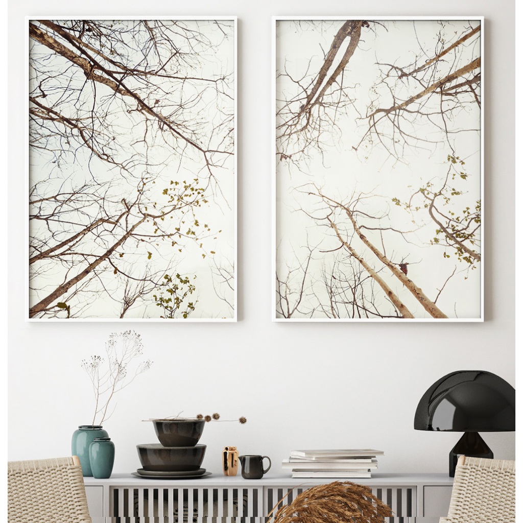 Quadro Natureza Folhagem Com Moldura E Vidro Quadro Decorativo Sala Grande Vintage Galhos Secos Duo