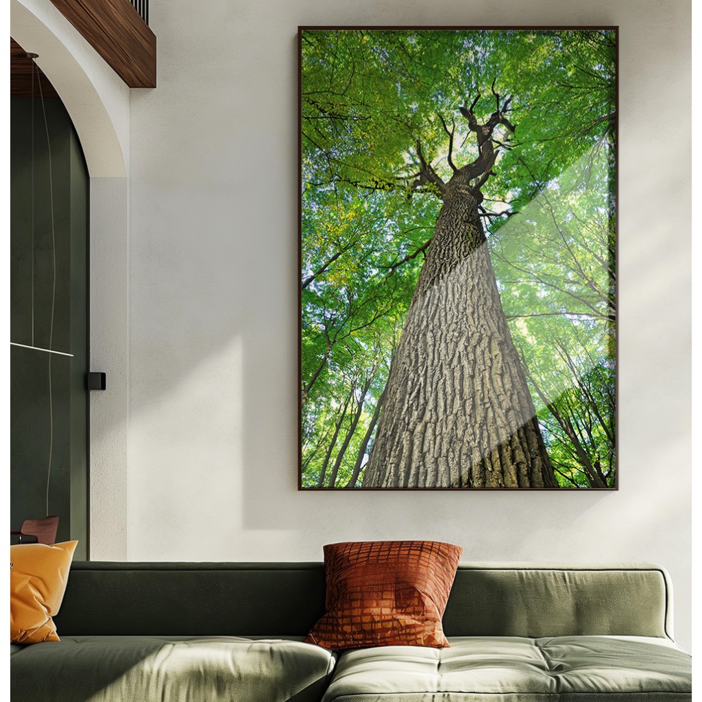 Quadro Natureza Folhagem Com Moldura Vidro Quadro Decorativo Sala Grande Quadro Quarto Copa Árvore