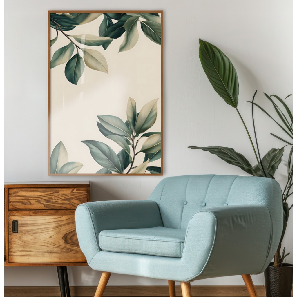 Quadro Natureza Folhagem Com Moldura E Vidro Quadro Decorativo Sala Grande Quadro Quarto Botânica