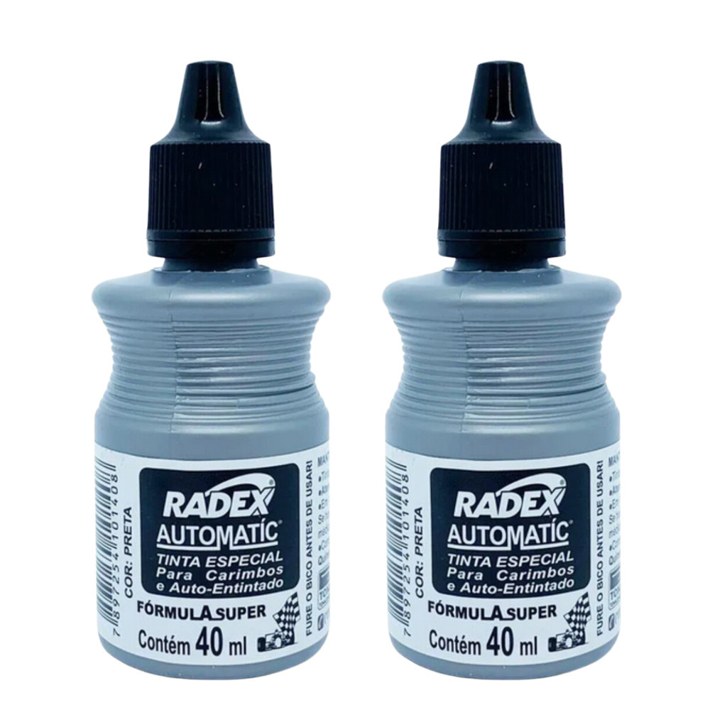 Tinta Para Carimbo Automático Automatic Radex Preto 2 Unidades