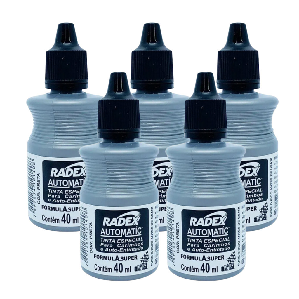 Tinta Para Carimbo Automático Automatic Radex Preto 5 Unidades