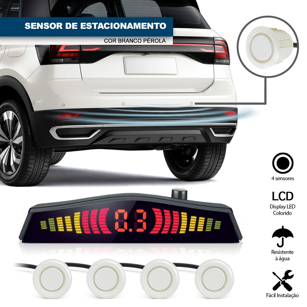 Sensor de Ré Branco Pérola Perolado Spin 2012 2013 2014 Estacionamento Display Medidor Distância