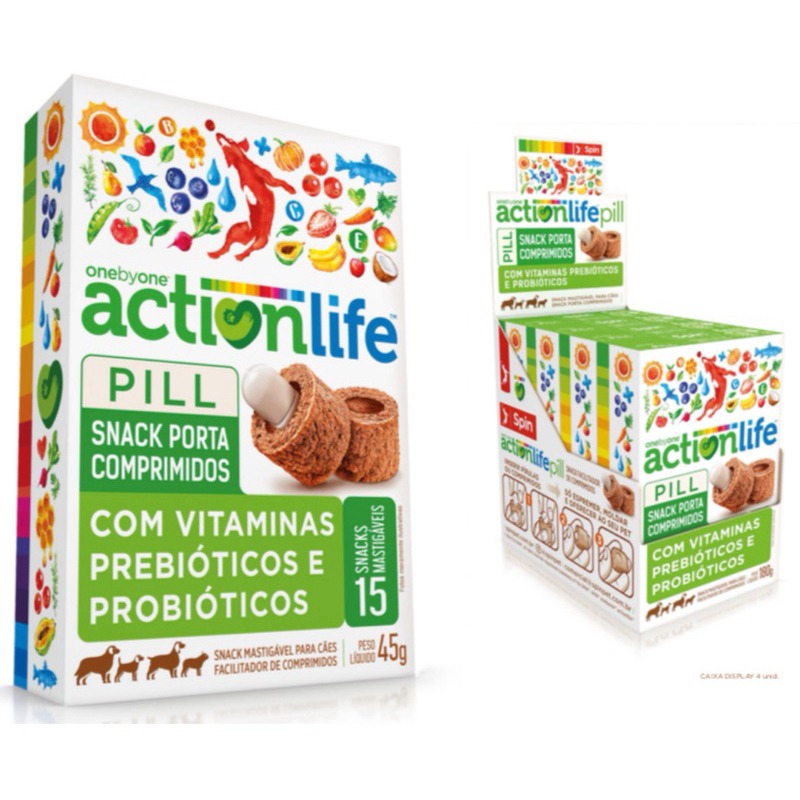 DISPLAY COM 60 PORTA COMPRIMIDOS MEDICAMENTOS PET CAES SPIN ACTIONLIFE PILL