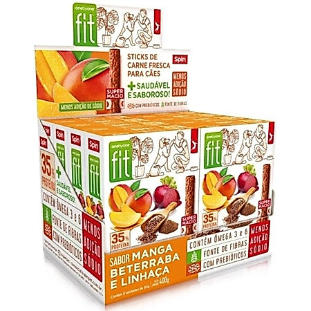 Display Petiscos Para Cães Stick Fit Spin Pet - 50g - manga + beterraba + linhaça 8un