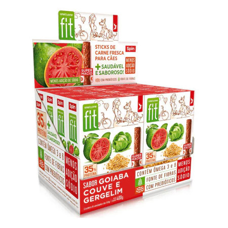 Produto Display Petiscos Para Cães Stick Fit Spin Pet - 50g - goiaba  + couve + gergelim 8un