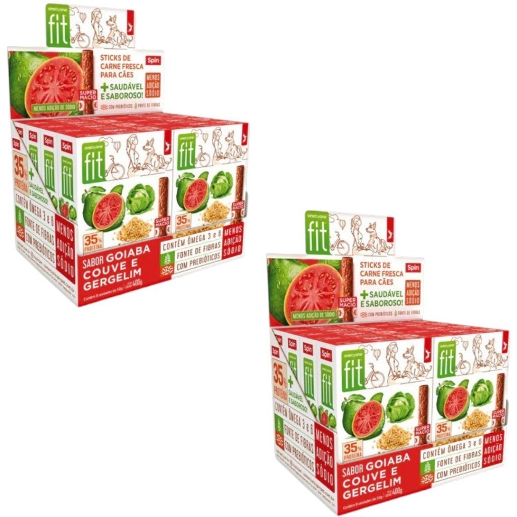 Produto Display Petiscos Para Cães Stick Fit Spin Pet - 50g - goiaba  + couve + gergelim + 16un