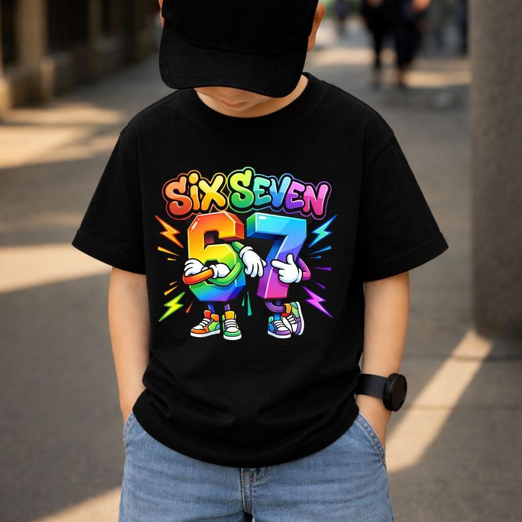 Camiseta infantil 30.1 malha premium six seven aura novidade