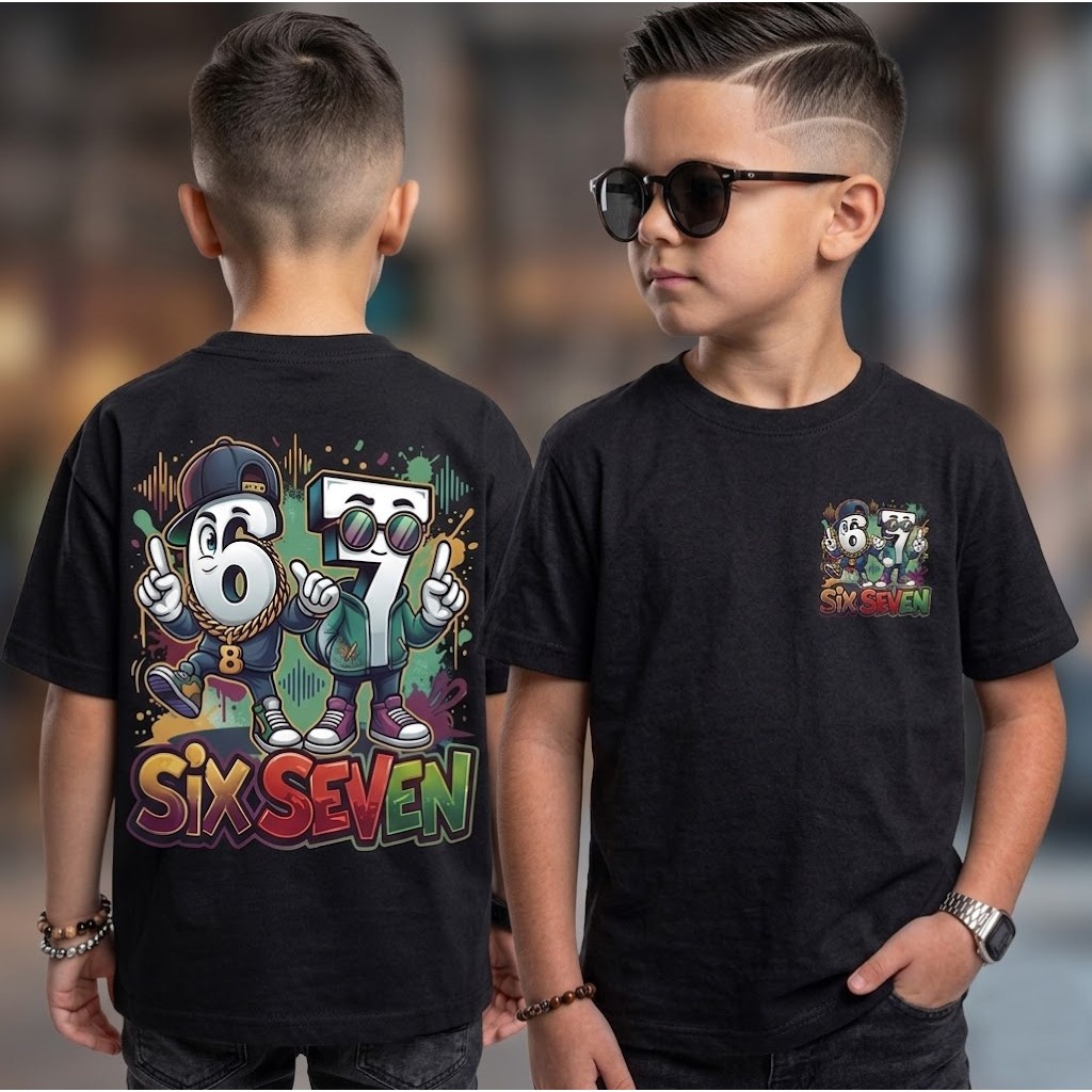 Camiseta Estampada 67 Six Seven Infantil E Juvenil Personalizada Algodão A camiseta do Momento Hype