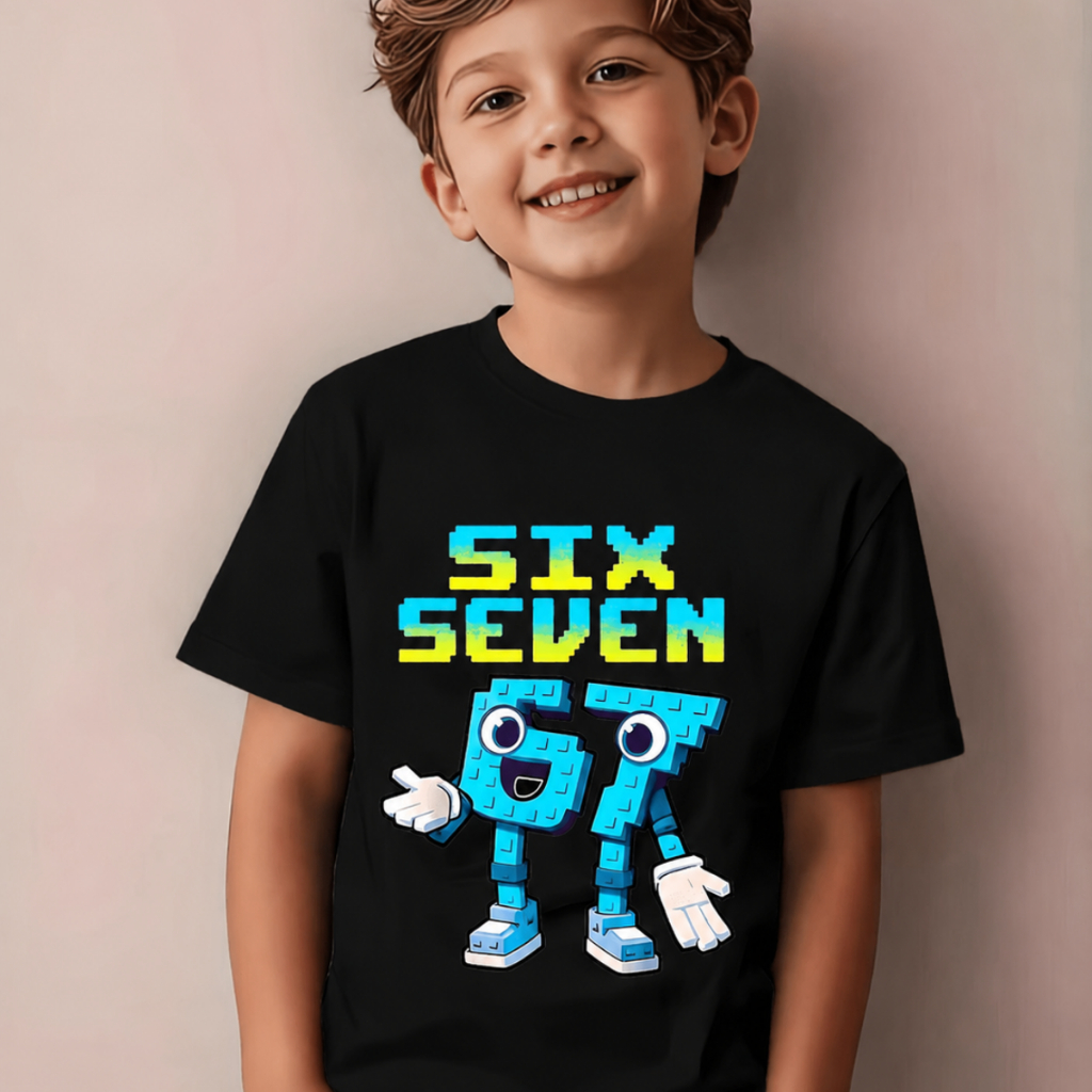 Camiseta Infantil Menino Moda Tendencia Viral Música Six Seven 100% Algodão Lançamento Modinha Linda