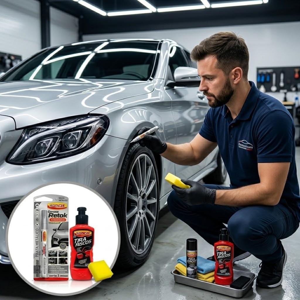 Kit Reparo Pintura Luxcar Caneta Retok Elimina Riscos Automotivo Recuperador de Pintura