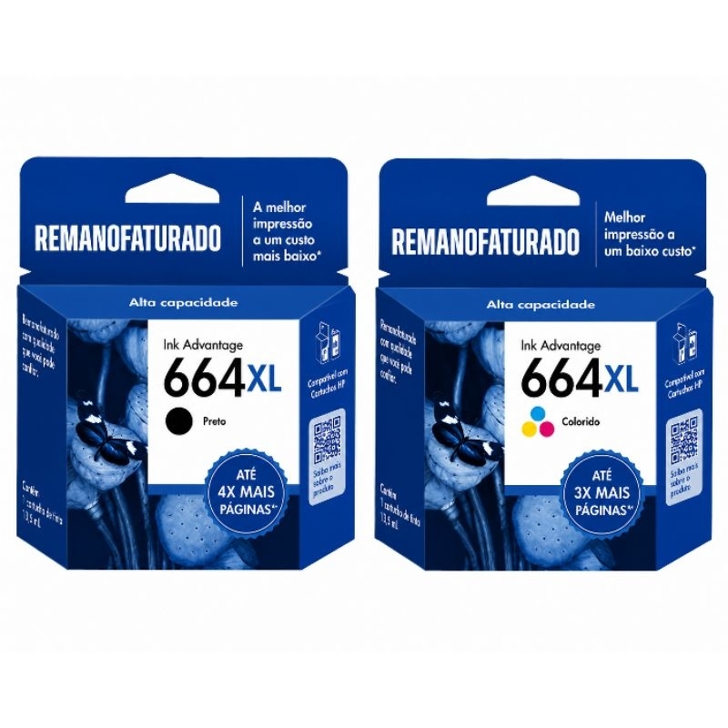 kit cartucho 664Xl Preto mas Color 1115 3636 4676 2136 Remanufaturado Promoção!!!!!!!