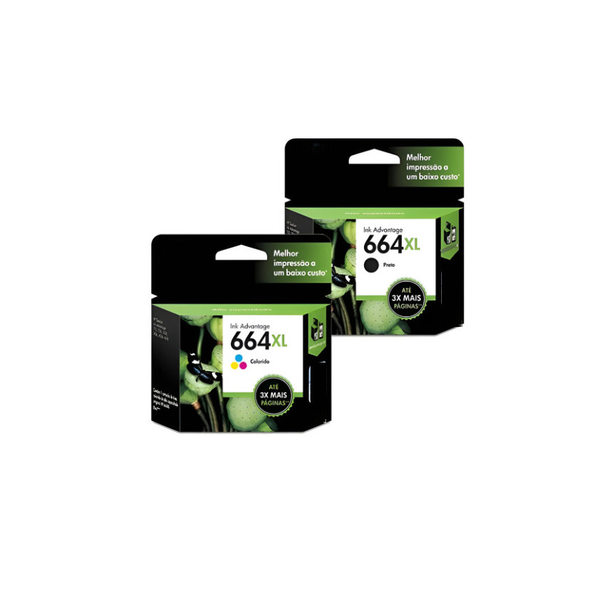 Kit Cartuchos Original Hp 664xl Preto Color F6v30ab F6v31ab
