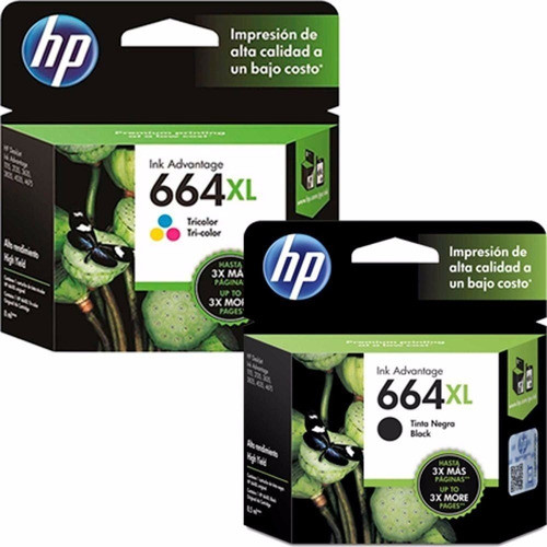 Kit Cartuchos HP 664XL Preto e 664XL Color Original