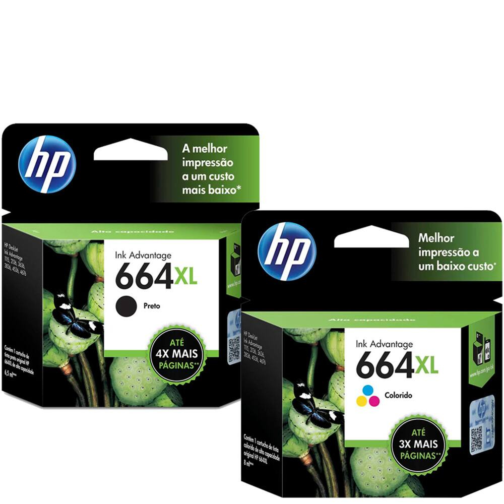 Cartucho Hp 664xl Preto + Color Originais 2676 3776 4676