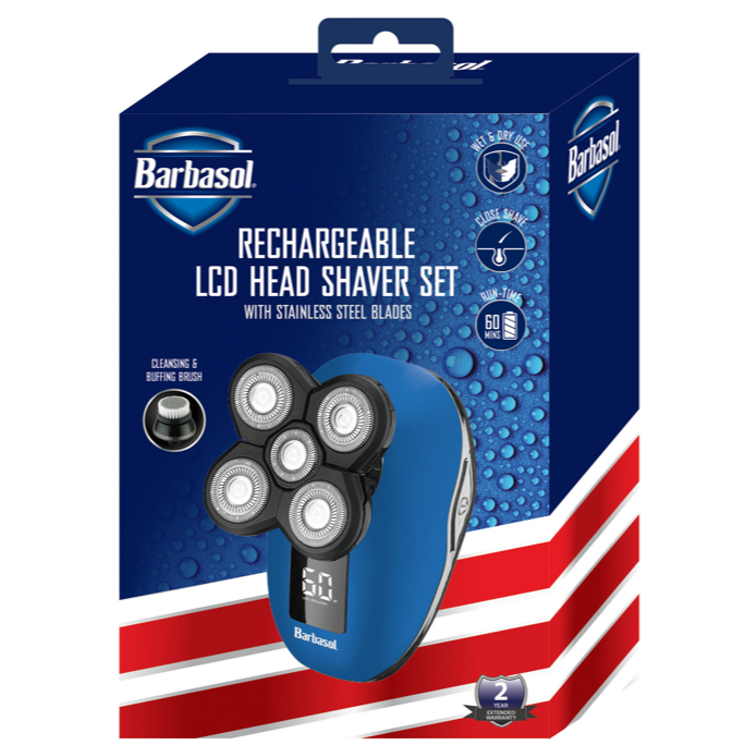 Barbeador De Cabeça Barbasol LCD Head Shaver Set Wet & Dry